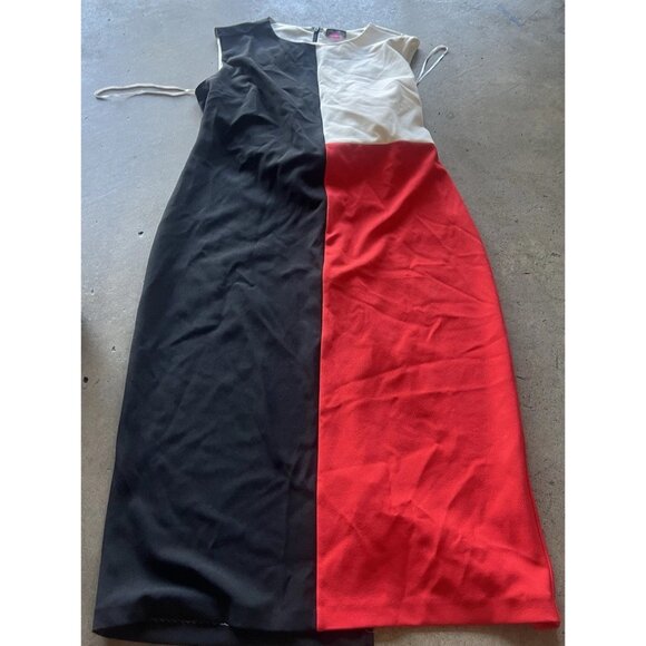 Vince Camuto women’s Size 10 Retro Pattern Red Black White Dress Zip Formal - Picture 2 of 15